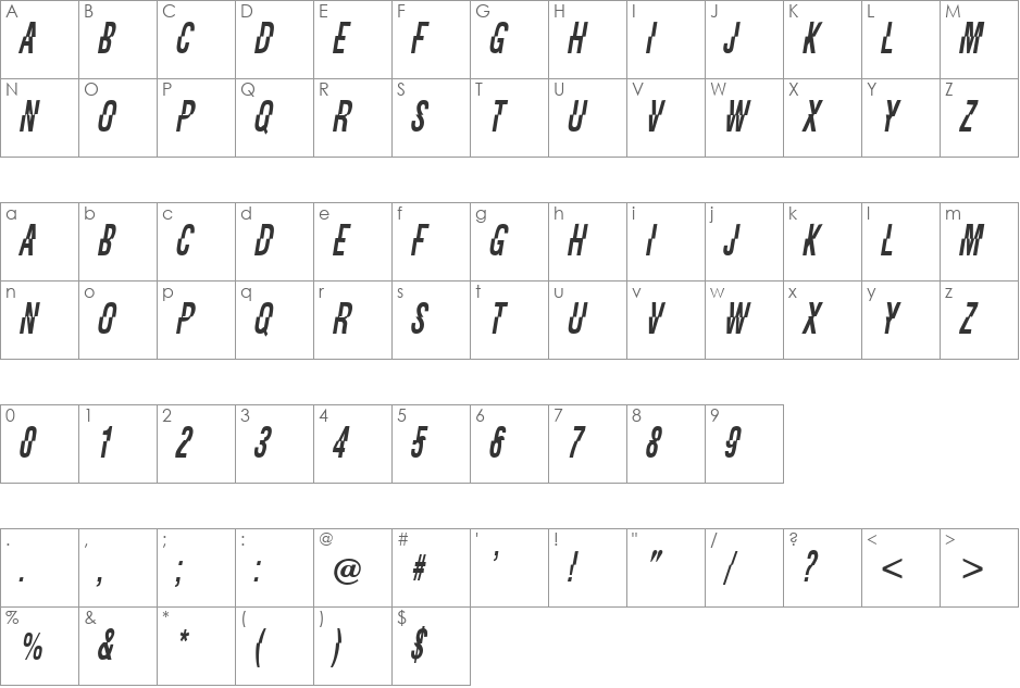 Carrousel font character map preview