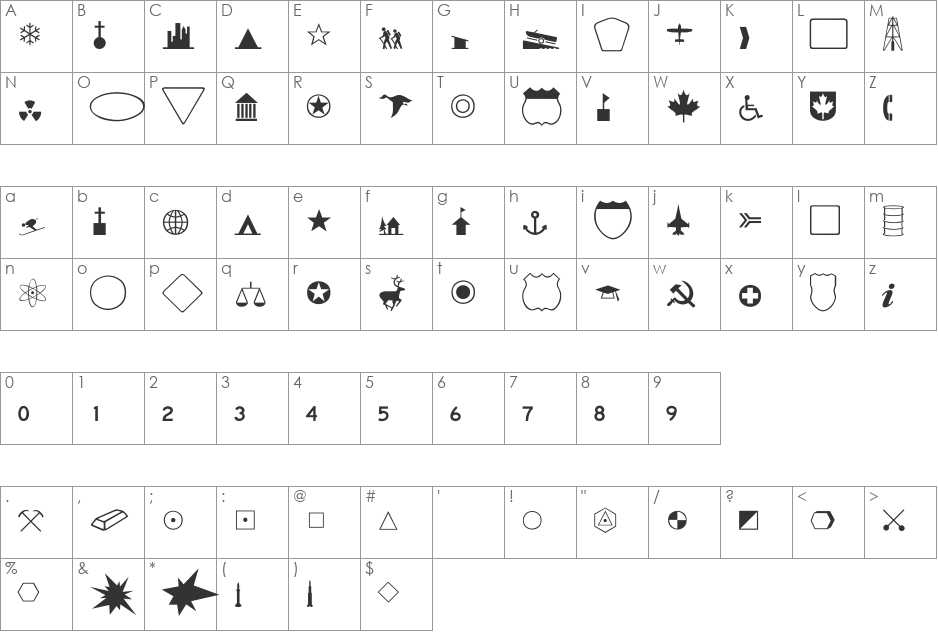Carta font character map preview