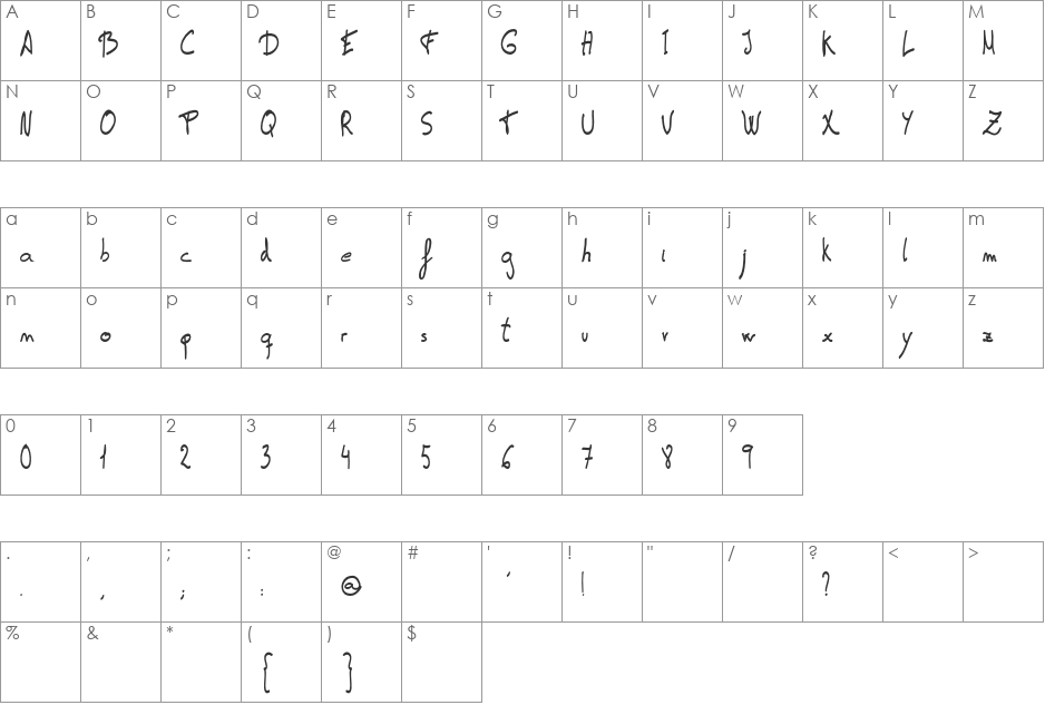 carta font character map preview