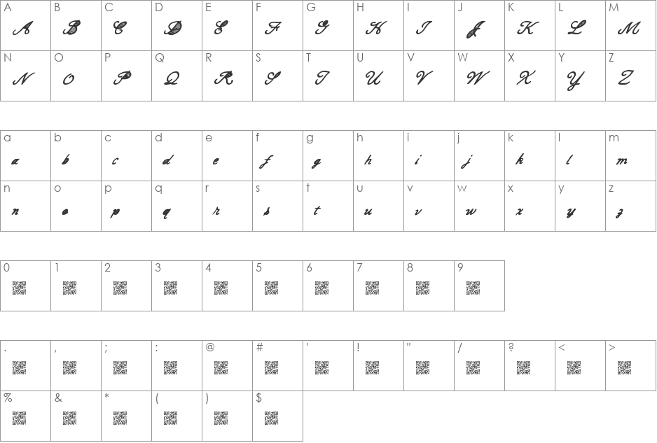 CarteBlanche font character map preview