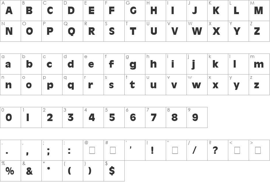 Cartes Display SSi font character map preview