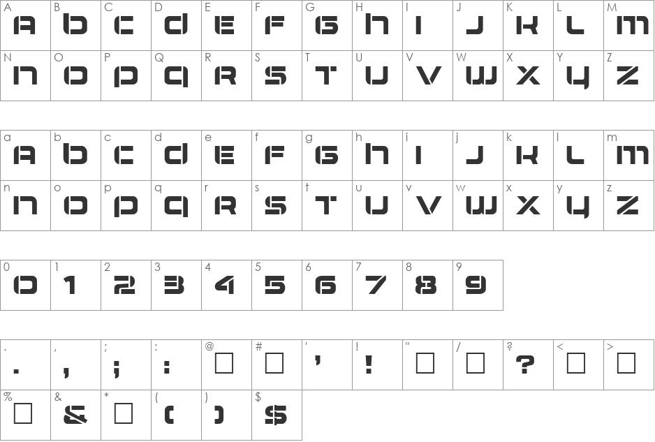 Airlock font character map preview