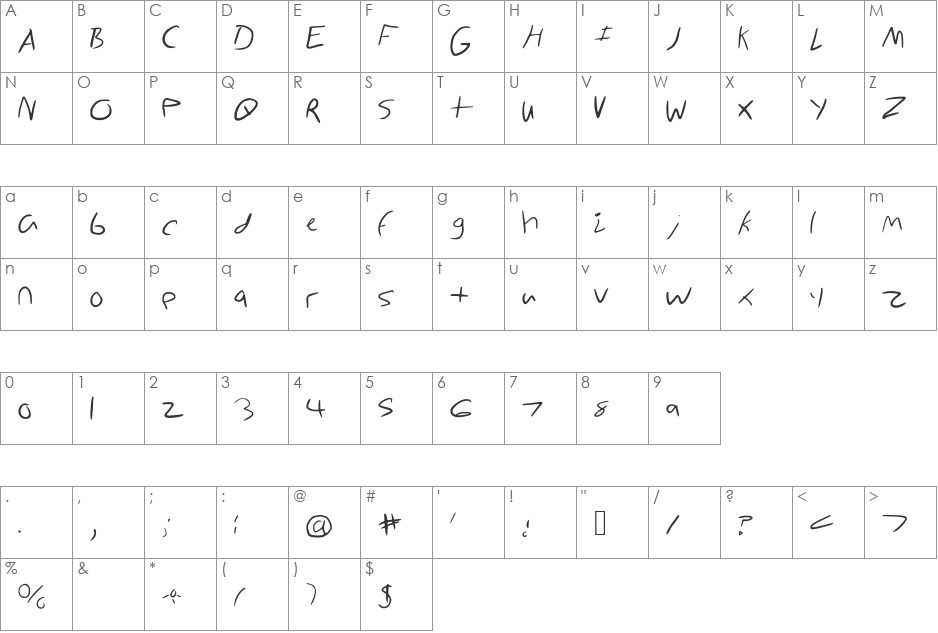 Cartoony_Worldoz font character map preview