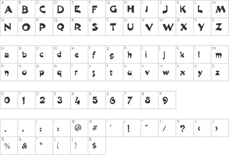 Carwash font character map preview