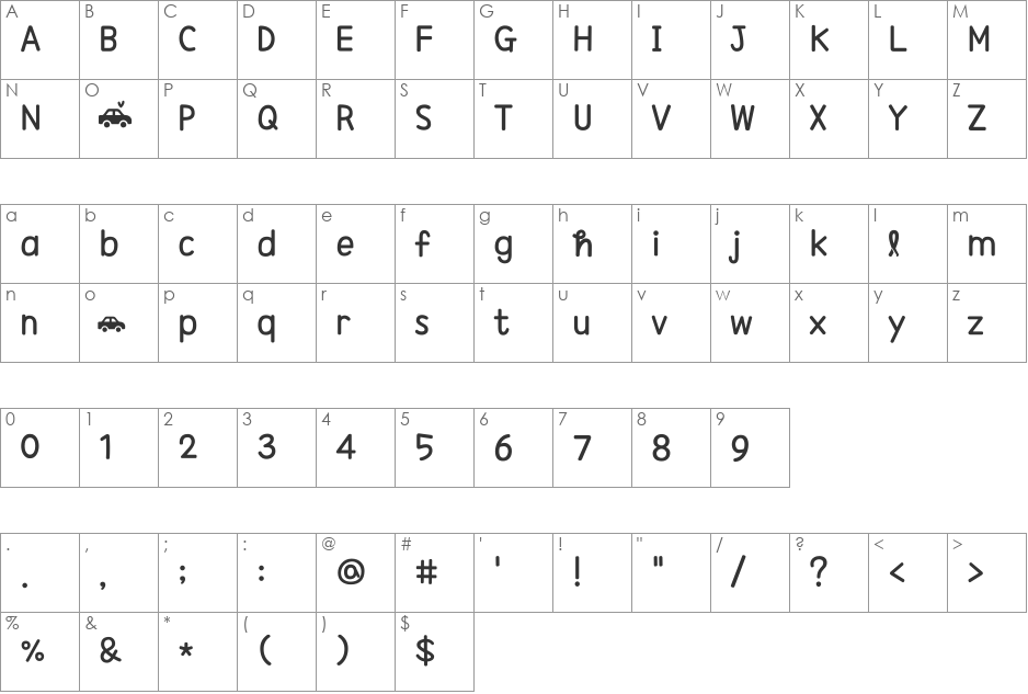 Car_by.Marsya font character map preview