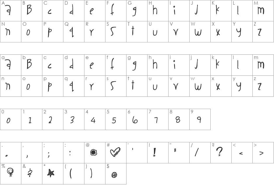 CaseAddiction font character map preview