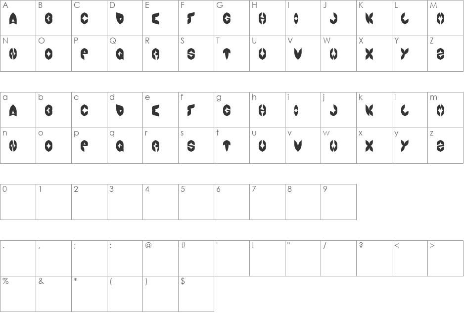 AIRPLANE font character map preview