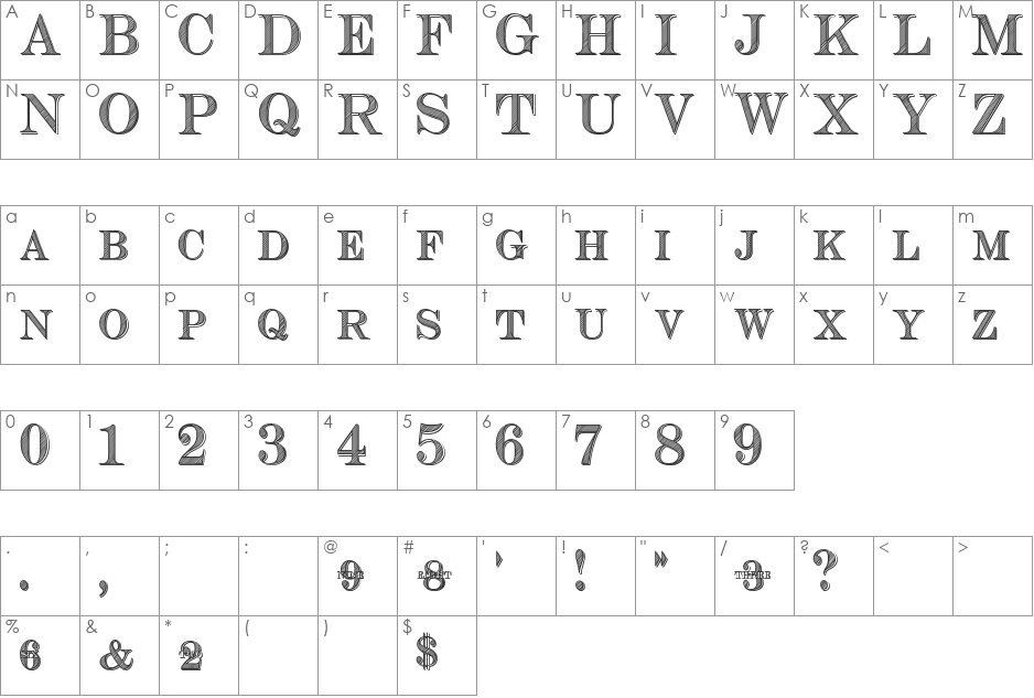 Cash Currency font character map preview