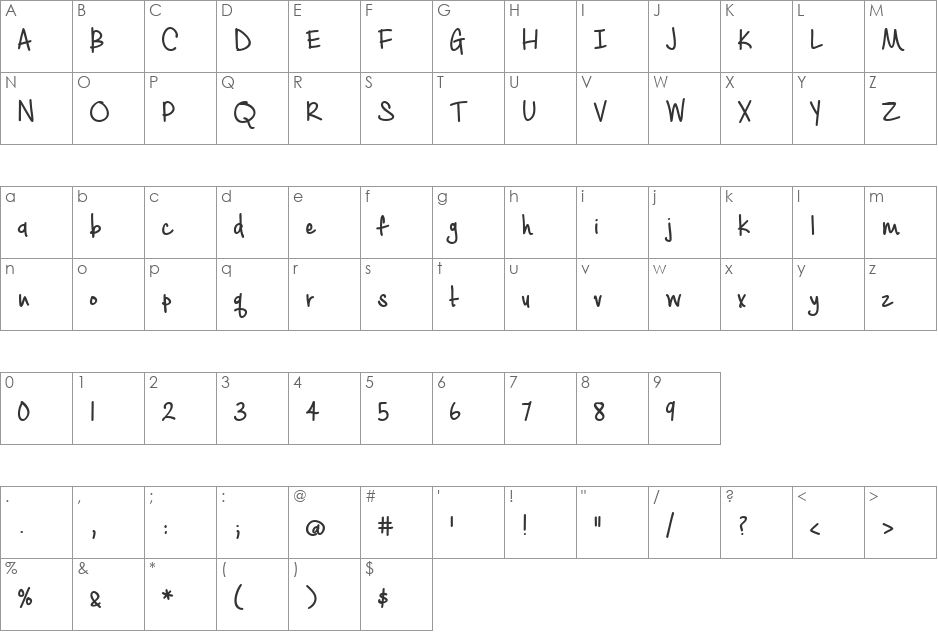 Cashew Apple Ale font character map preview