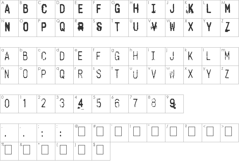 Cashier font character map preview
