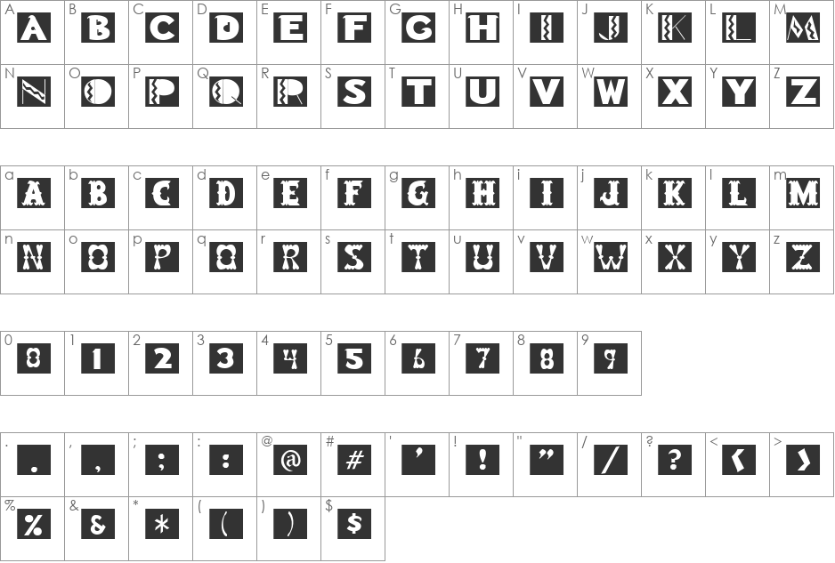 Casino font character map preview