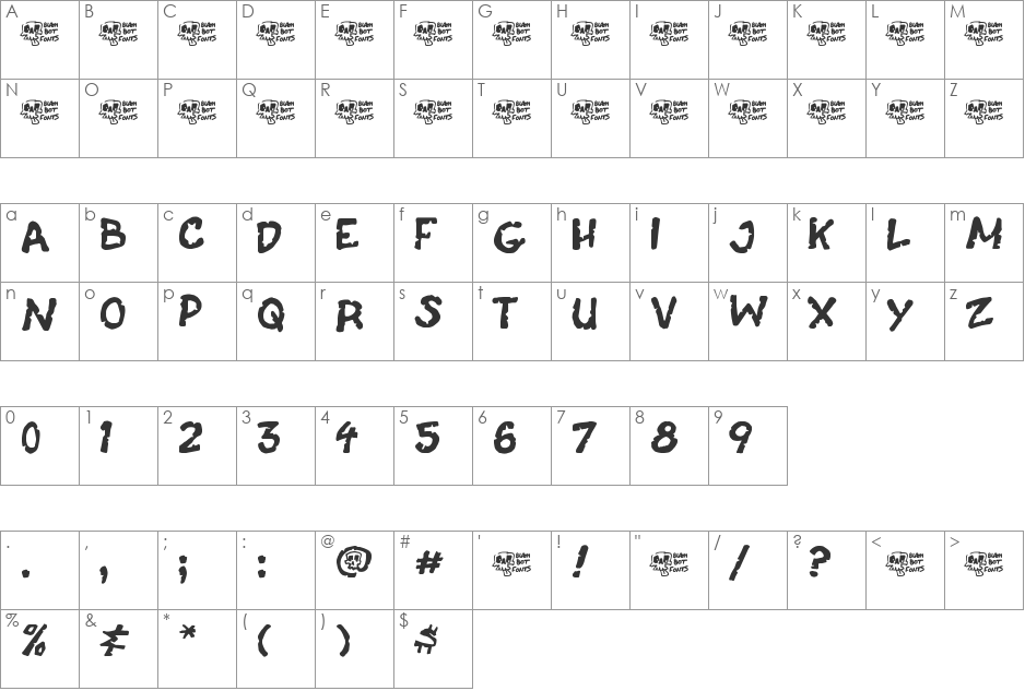Casket Breath font character map preview