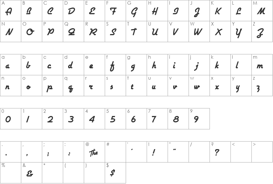 Airstream font character map preview
