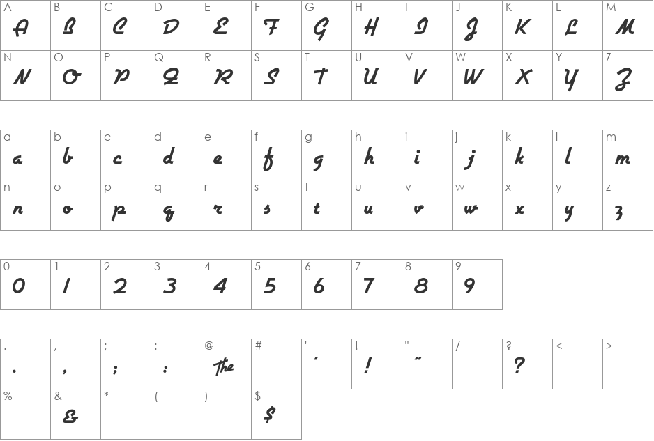 Airstream NF font character map preview
