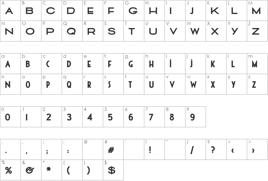 Cassandra XBold font character map preview