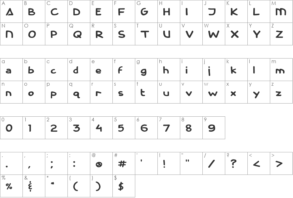 Cassini font character map preview