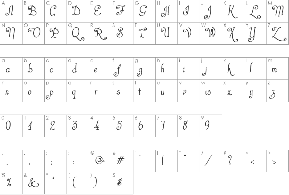 Castal Street font character map preview