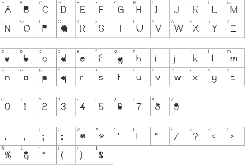 Castorgate font character map preview
