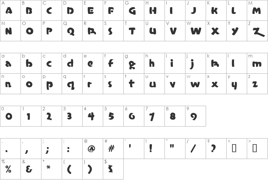 Casual Marker MF font character map preview