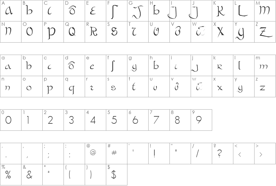 Cataaca font character map preview