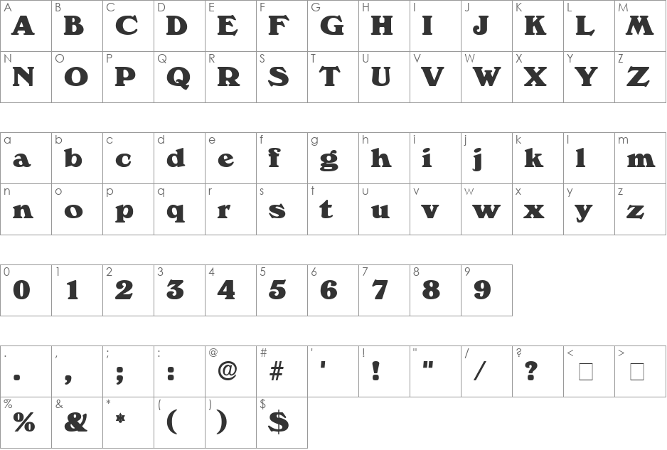 Catalego Display SSi font character map preview