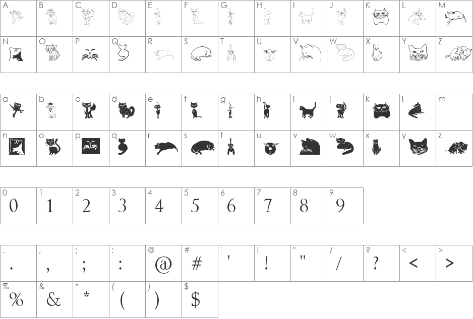CatCrypt font character map preview