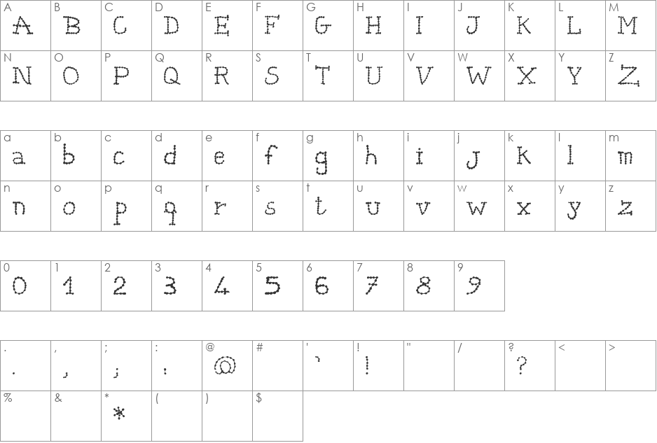 catena font character map preview