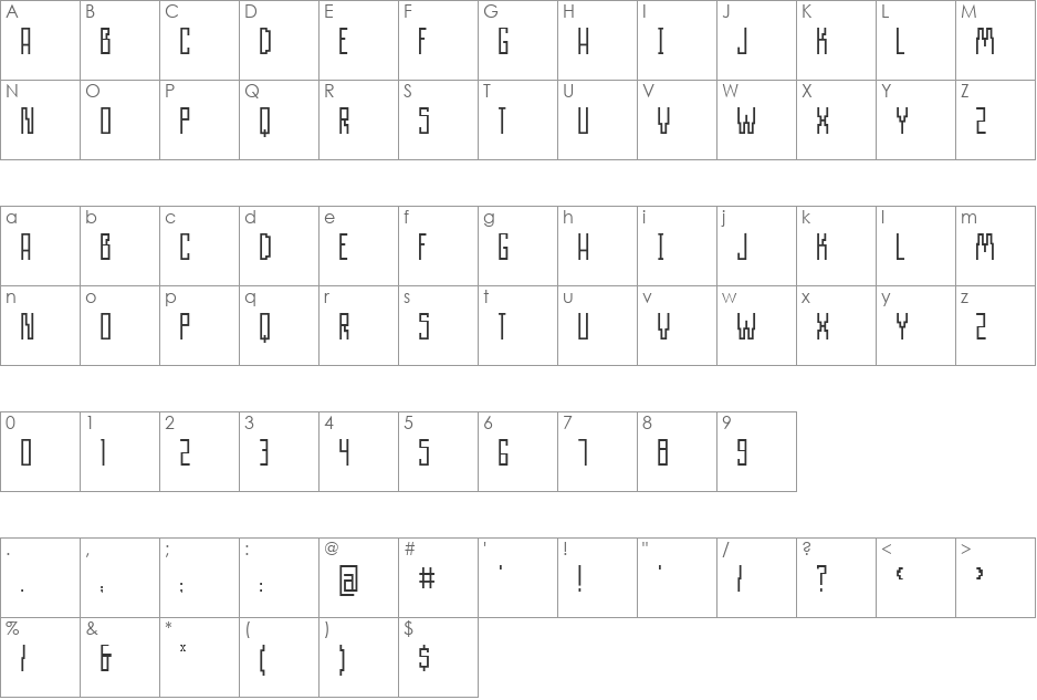 AIRWAVE 1 font character map preview