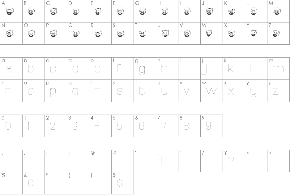 catman font character map preview