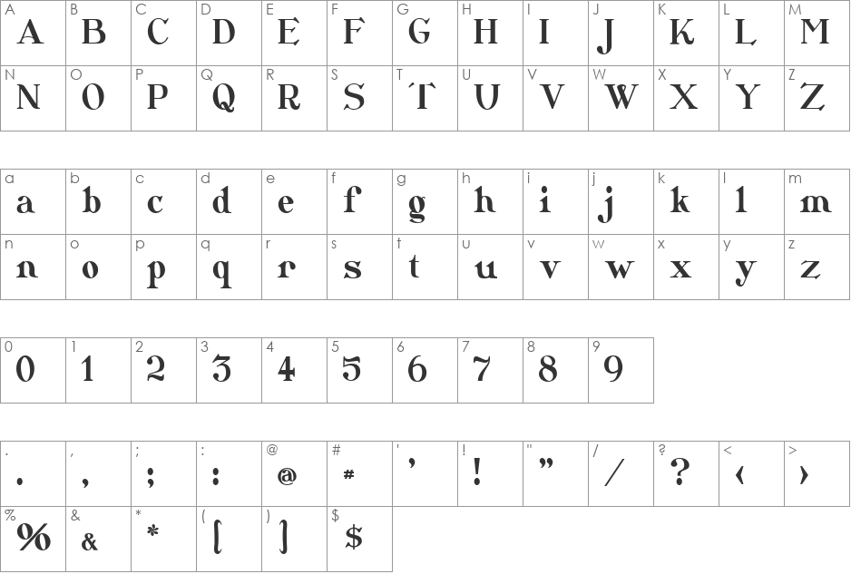 CatShop font character map preview