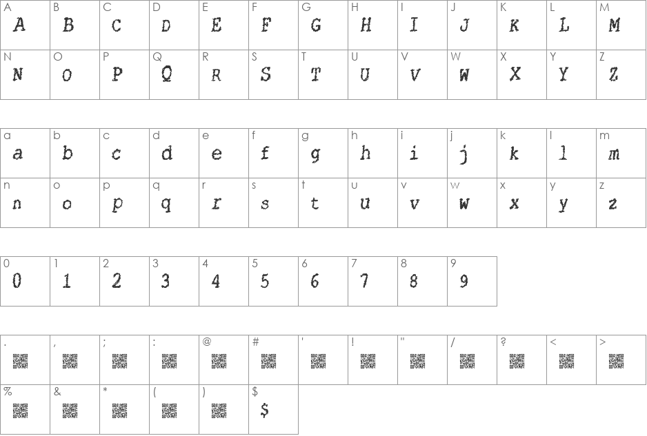 CatsString font character map preview
