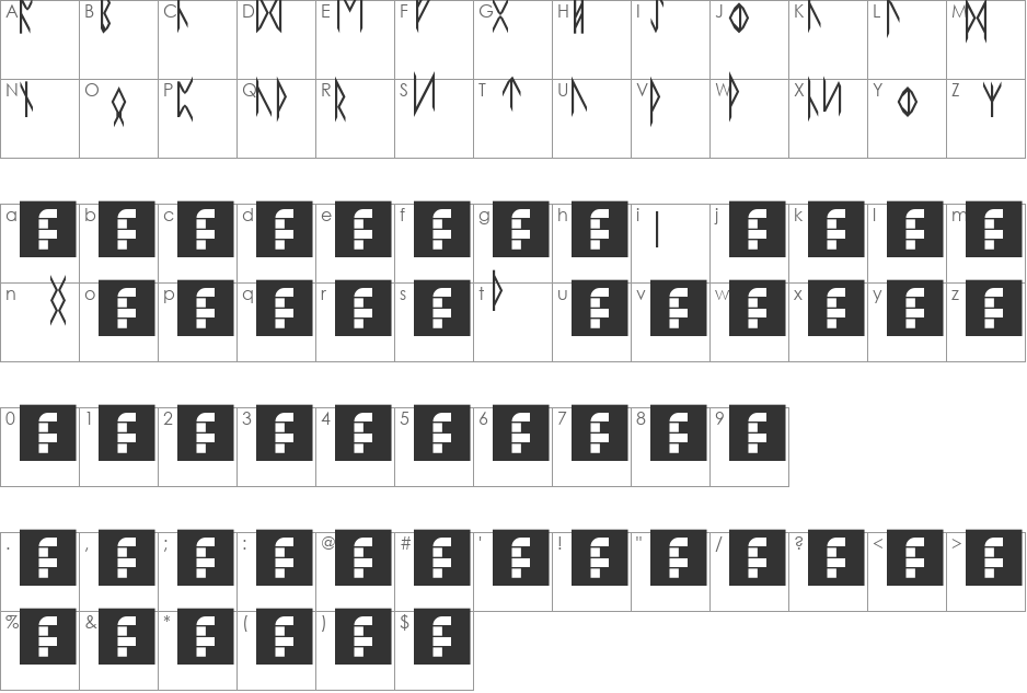 Cave Carvings font character map preview