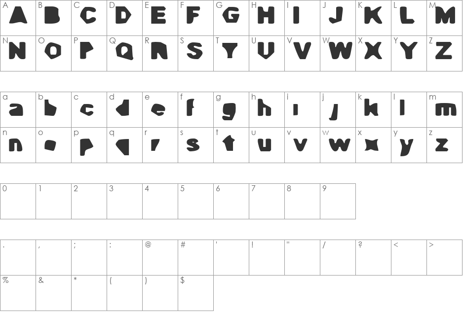 Cave Gyrl font character map preview