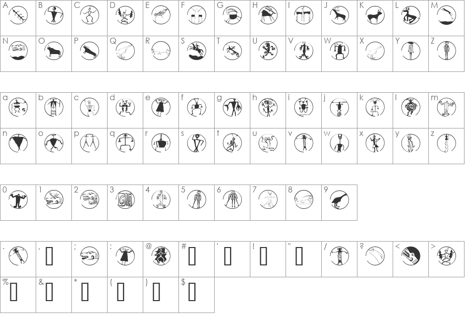 CaveBatsTwoB font character map preview