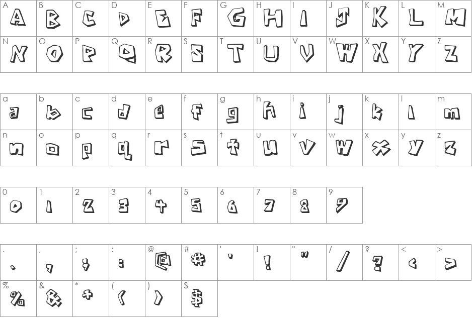 Caveman Regular font character map preview