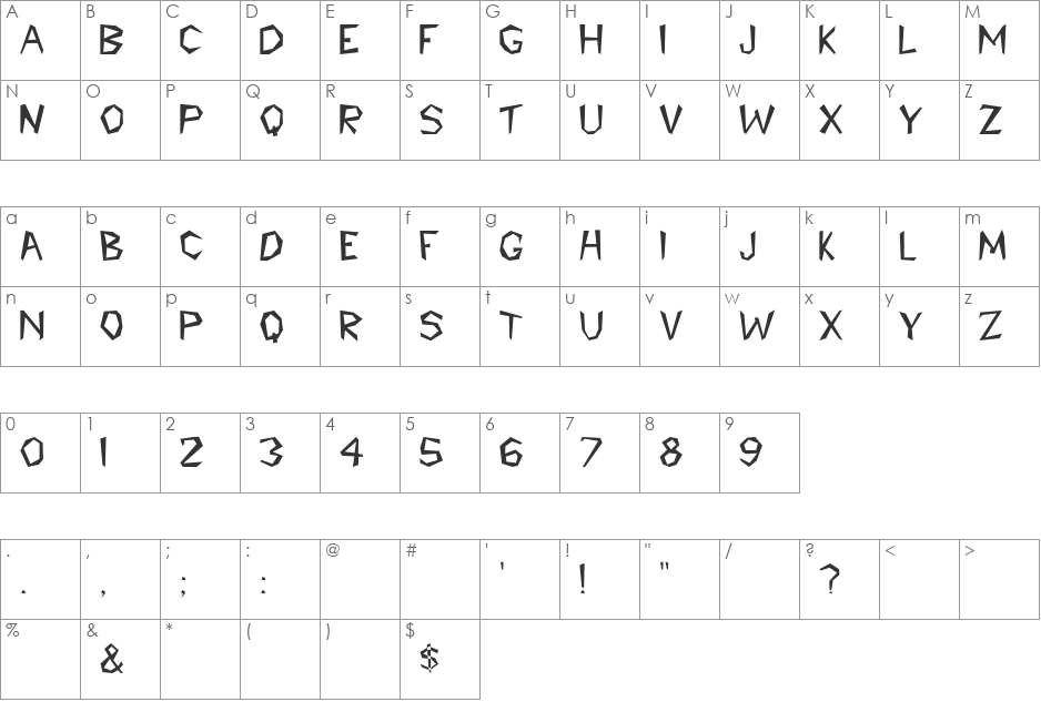 Cavemann font character map preview