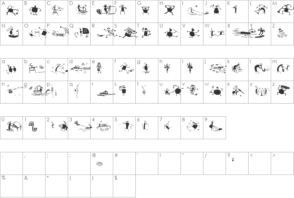 CavePeople font character map preview