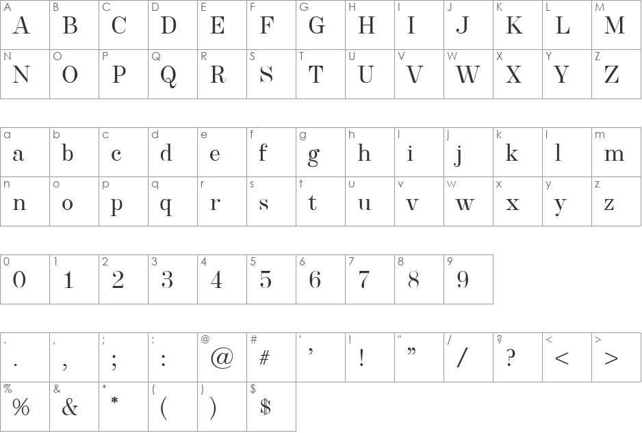 CavettoRomanJF font character map preview