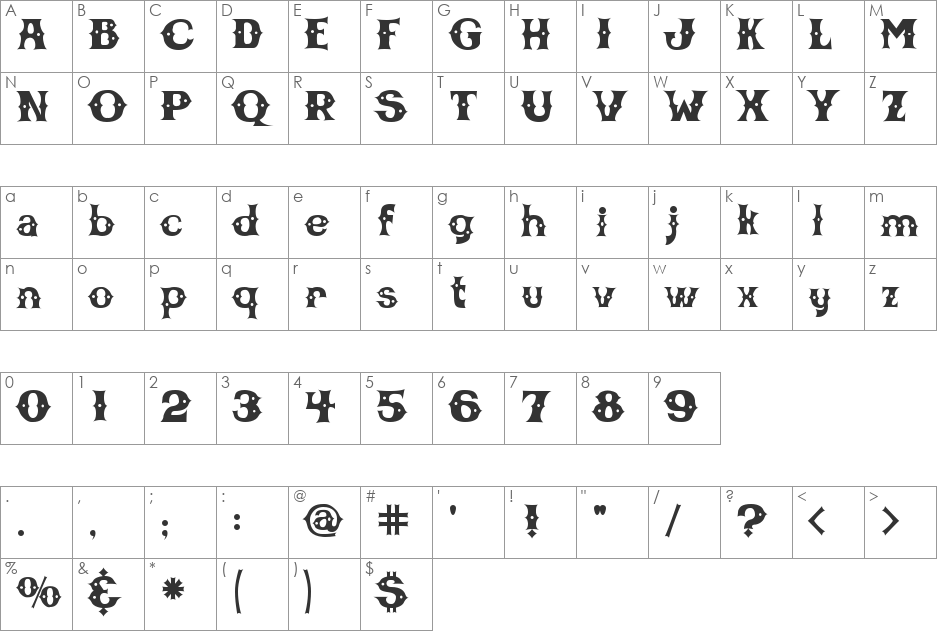 CBGBFont font character map preview