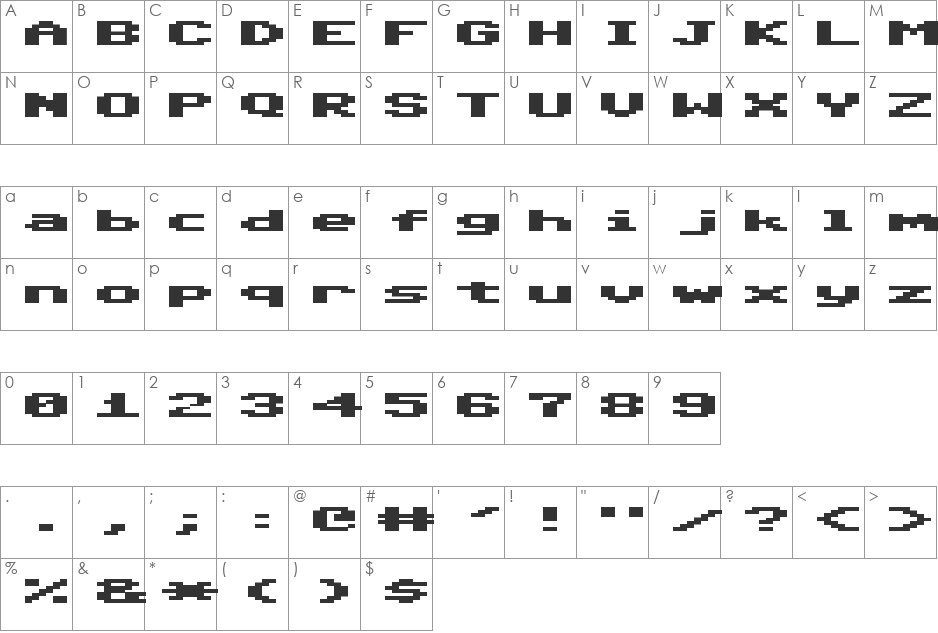 CBM-64 20 Column font character map preview