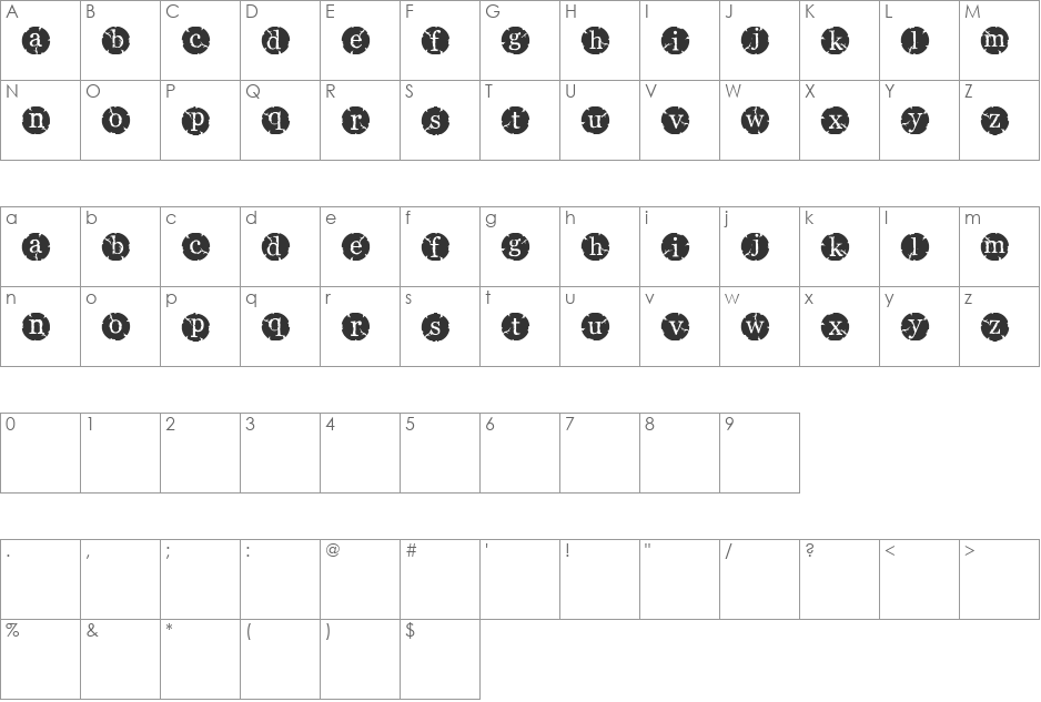 CBX-ChippyCircles font character map preview