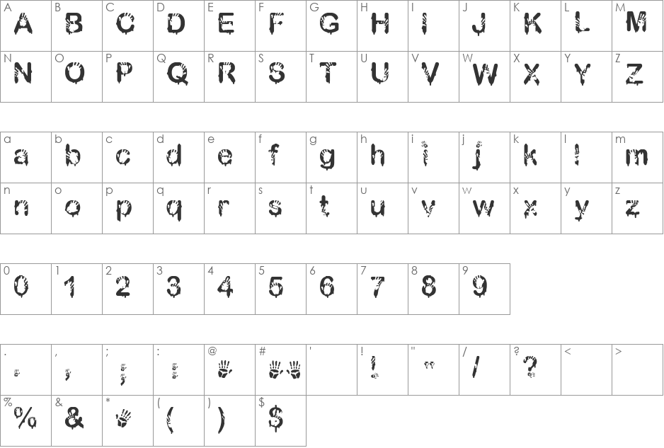 CBX-Fingerpaint font character map preview