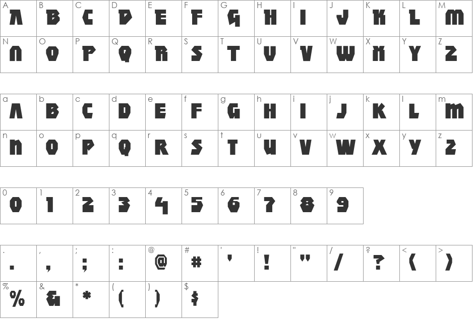 CCAchtungBaby font character map preview