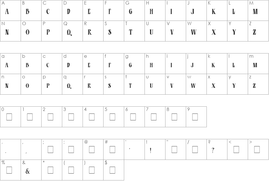 CD Esoteric font character map preview