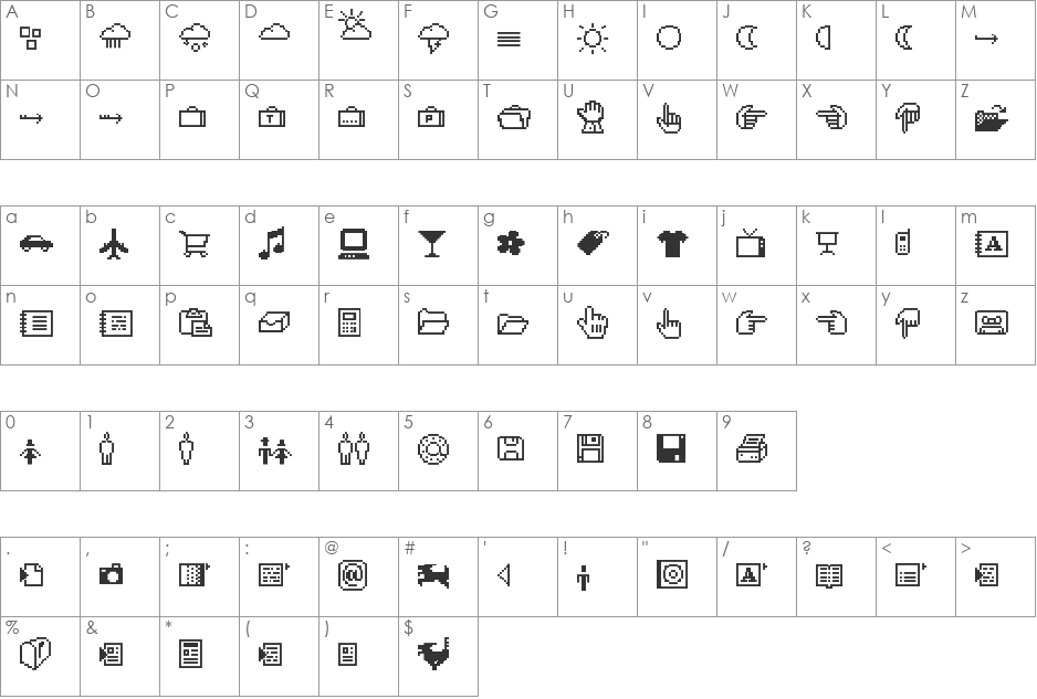 CD-Icons font character map preview