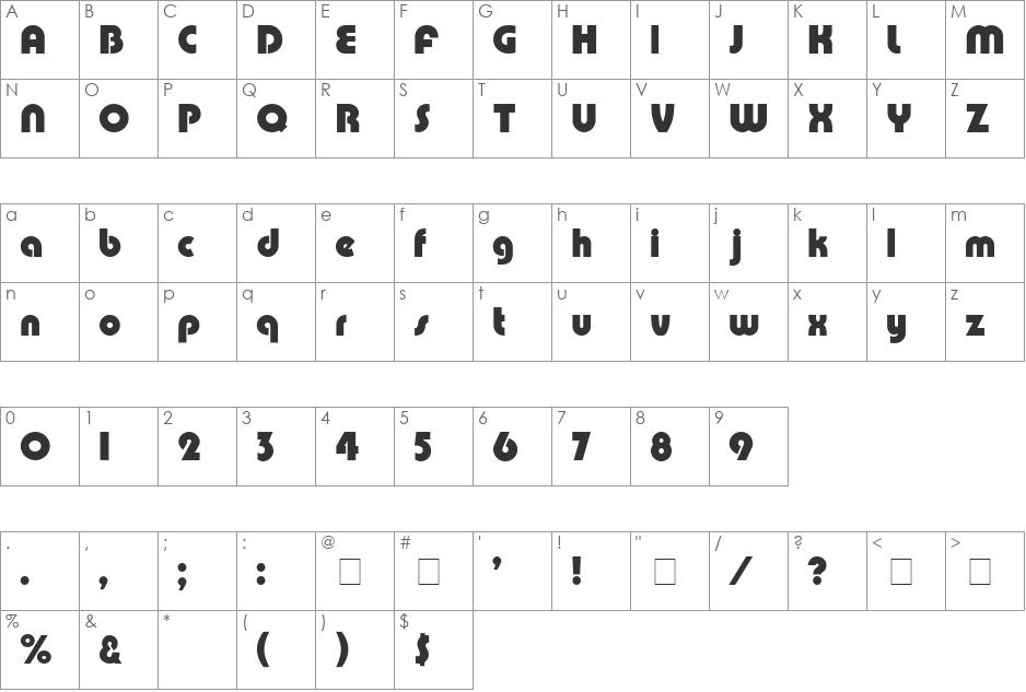 Celesti Display SSi font character map preview