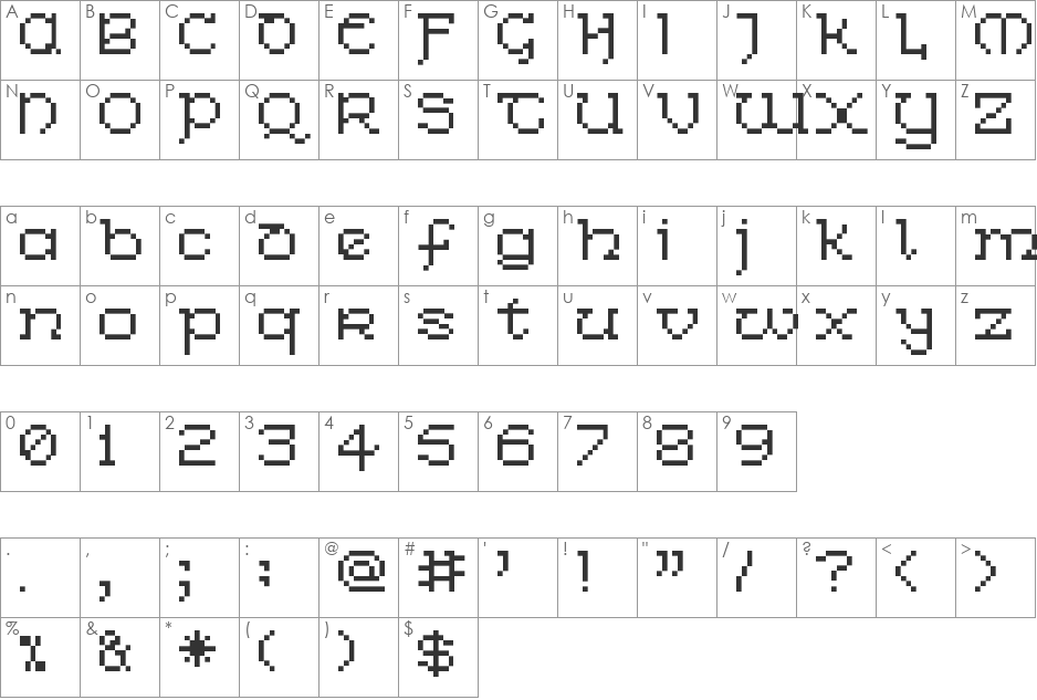 Celtic Bitty - Modern font character map preview