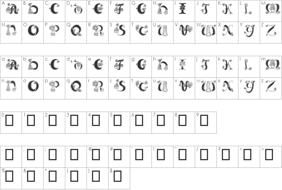 Celtic Knot font character map preview