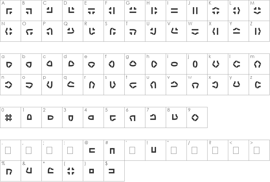 Celtic Knot 1 font character map preview