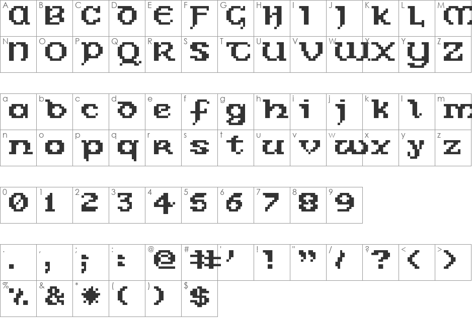 Celtic-Bit font character map preview